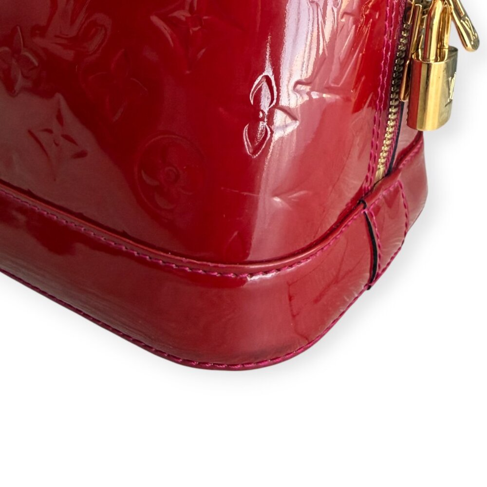 Authentic Dark Red Louis Vuitton Vernis Alma PM Pomme D’Amour Bag - Picture 14 of 15